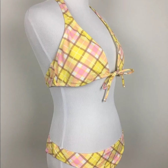 yellow plaid bathing suit